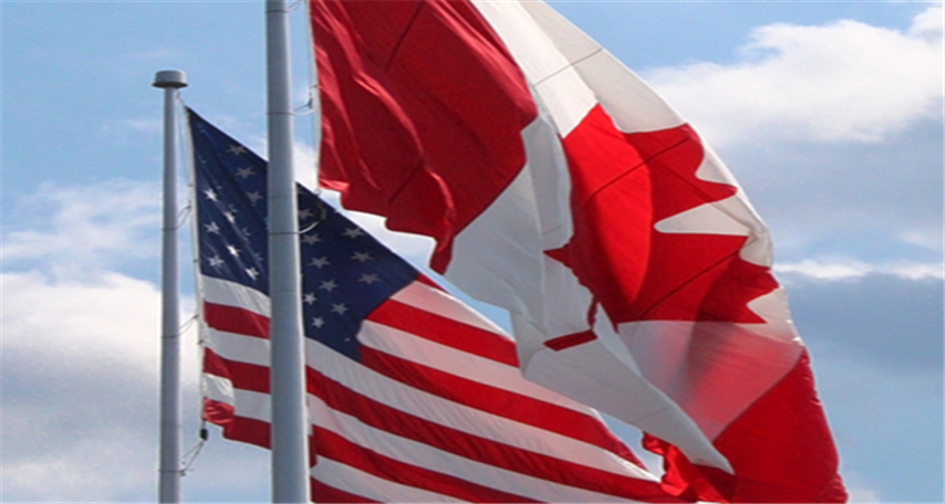 Stock image USA Canada flags
